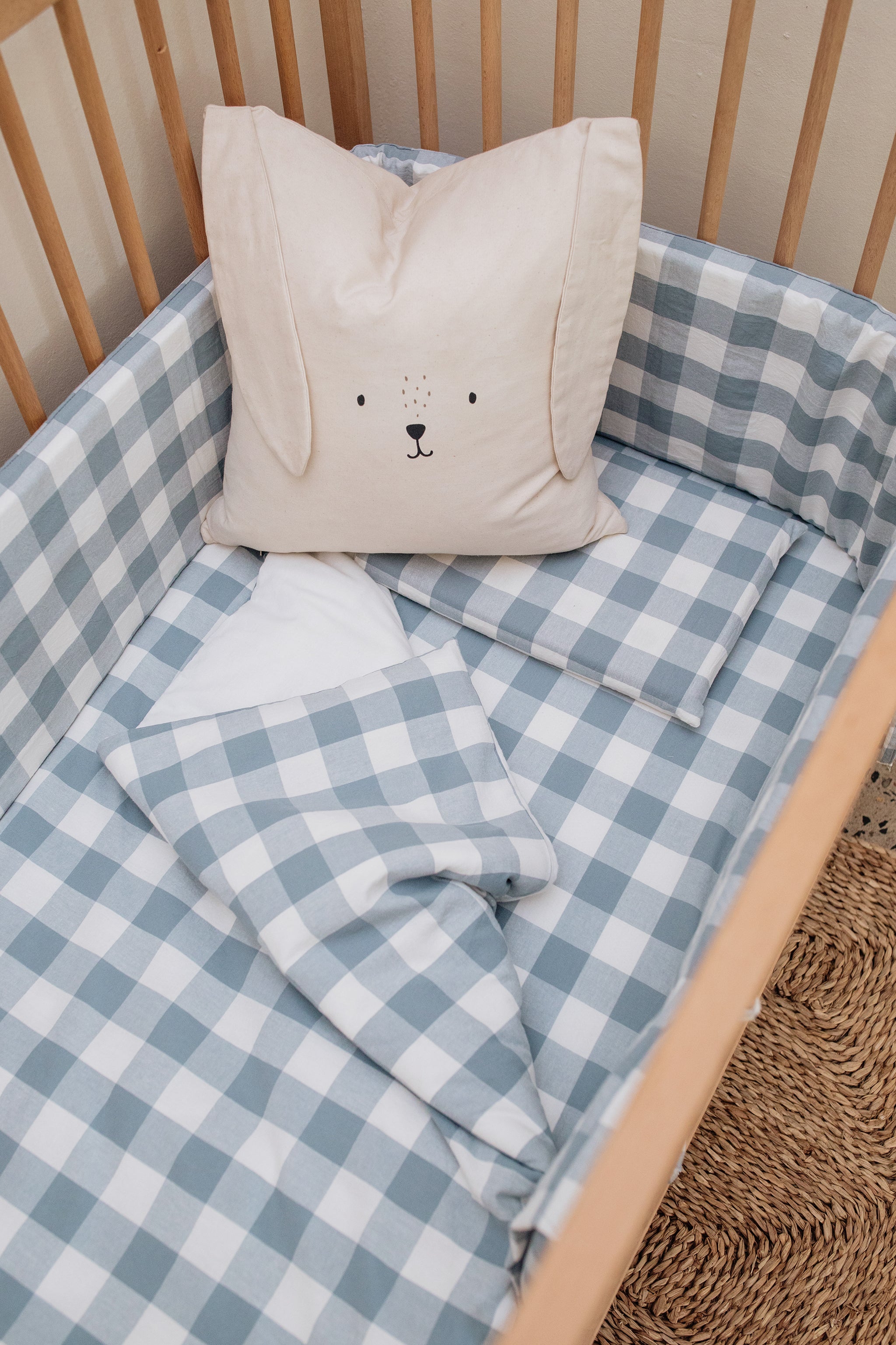 Big Blue Washed Cotton Cot Fitted Sheet