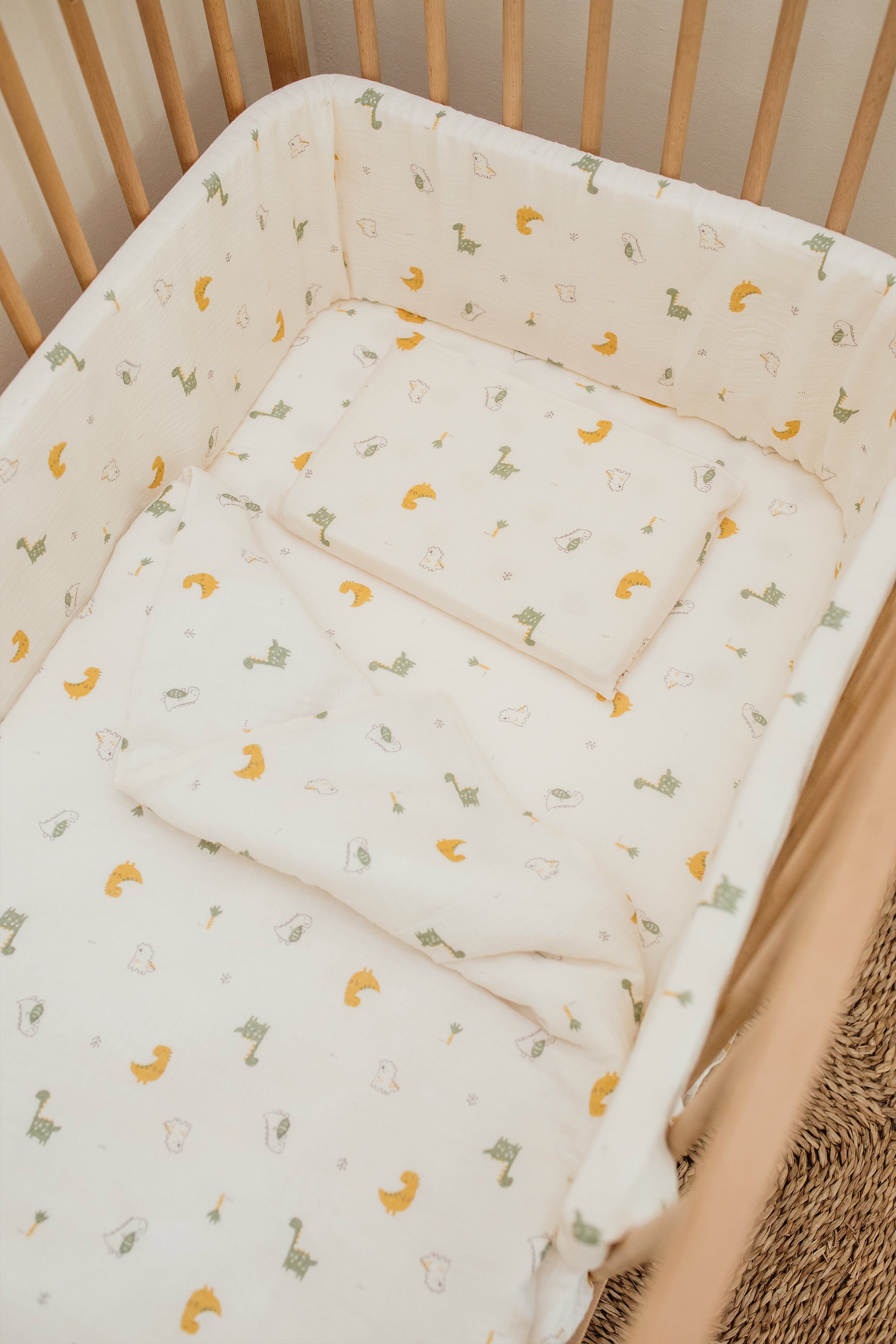 Dino Muslin Cot Fitted Sheet