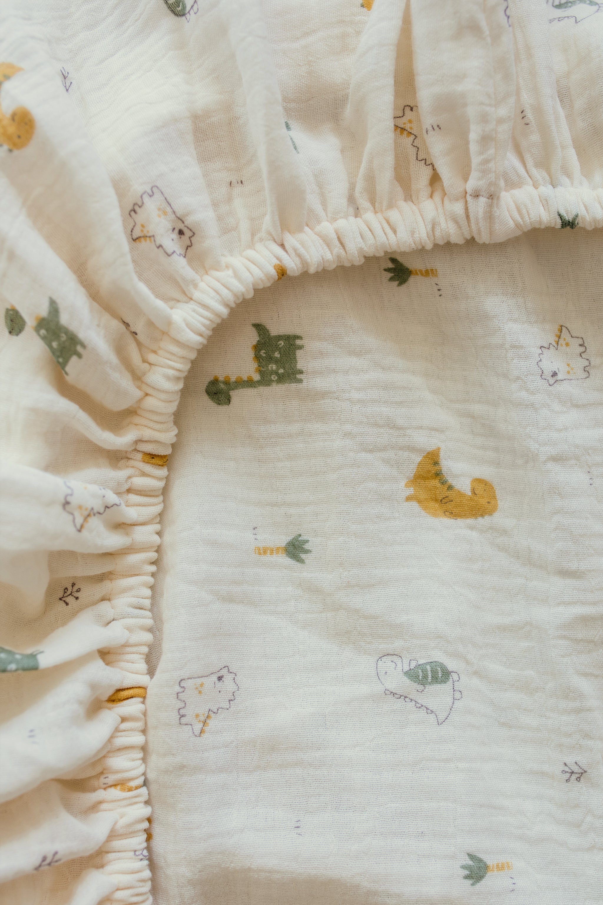 Dino Muslin Cot Fitted Sheet