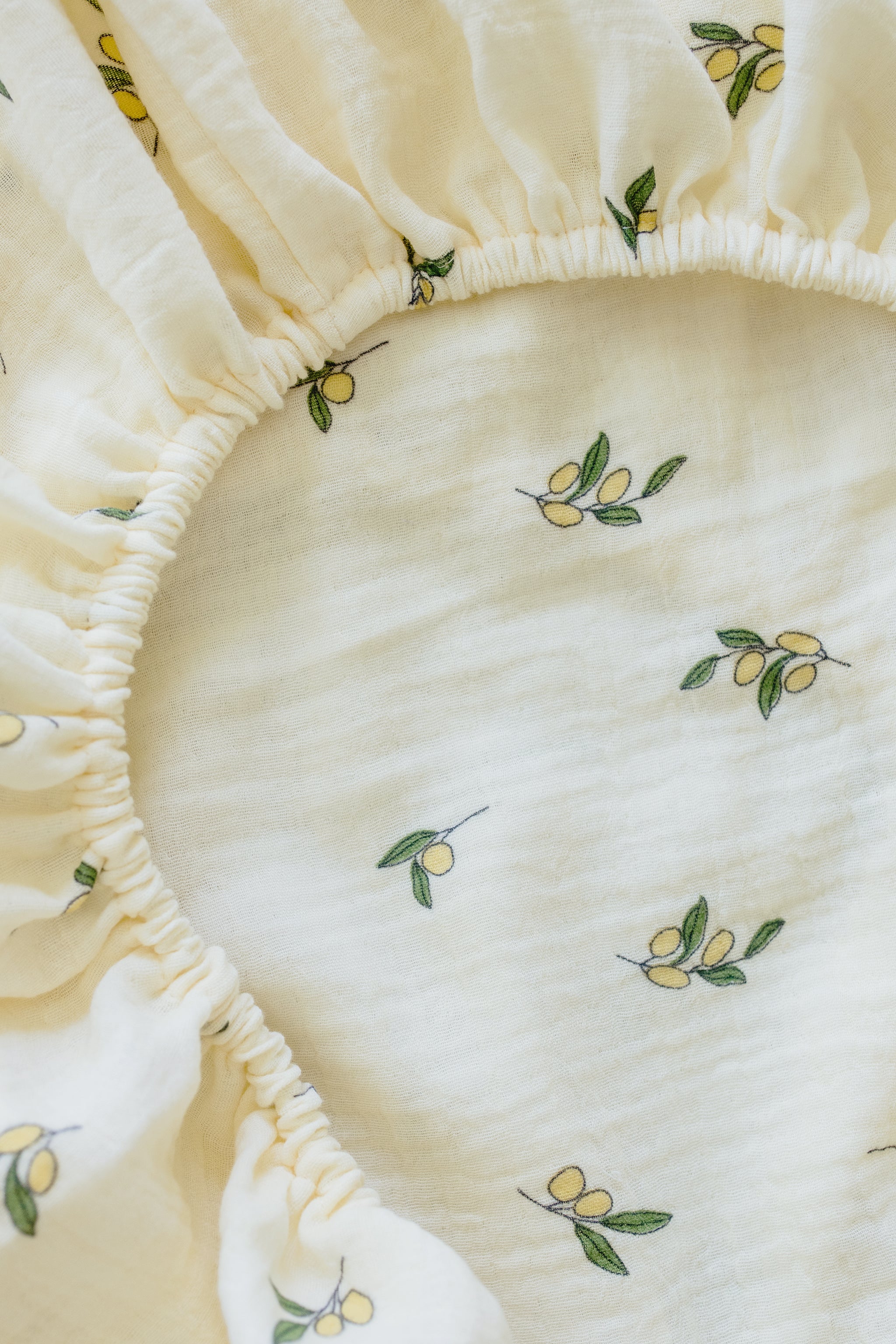 Lemon Muslin Cot Fitted Sheet