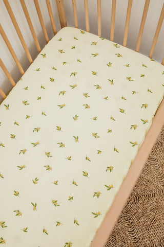 Lemon Muslin Cot Fitted Sheet