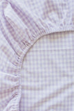 Lilac Gingham Washed Cotton Cot Fitted Sheet