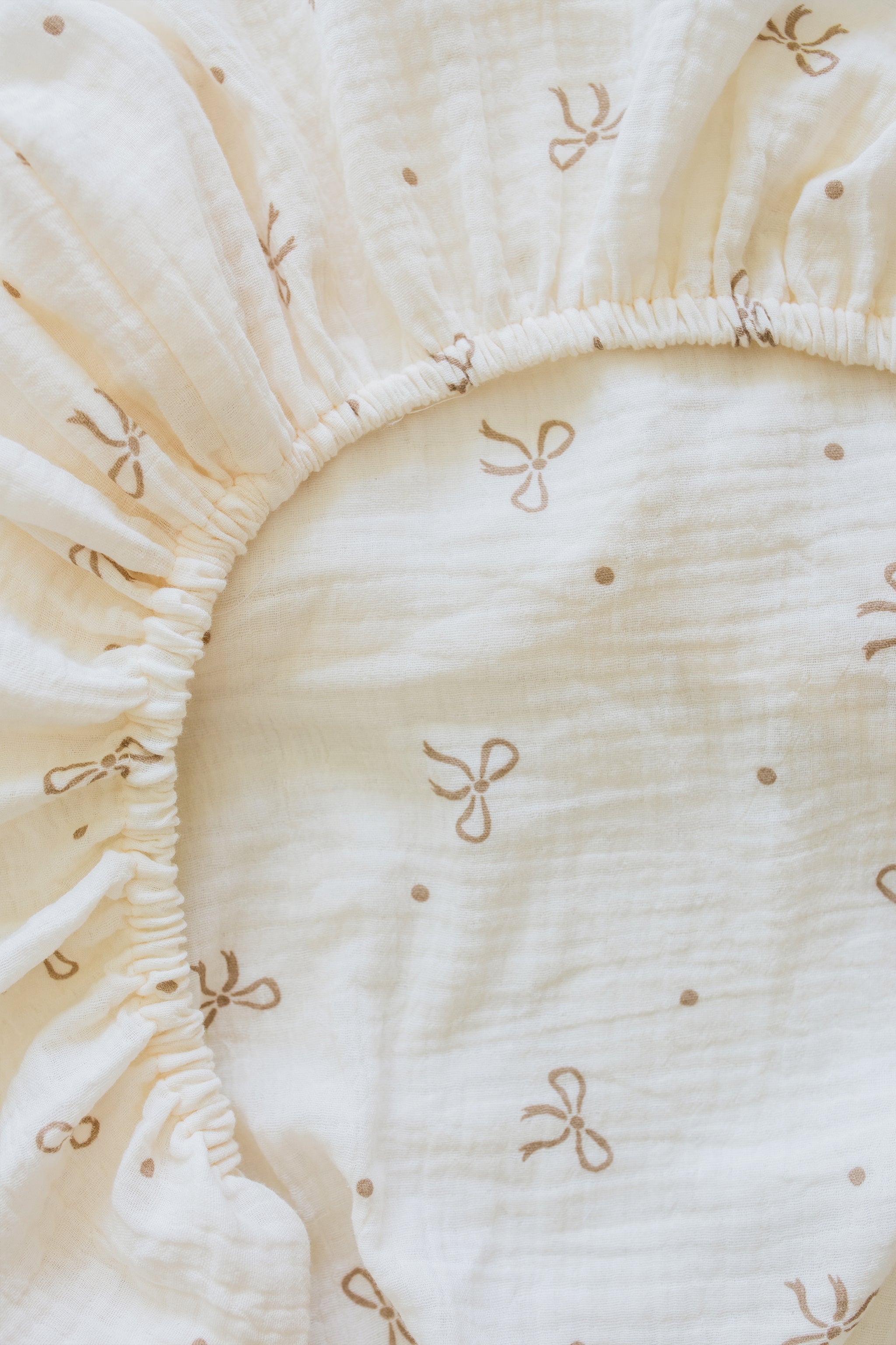 Ribbon Muslin Cot Fitted Sheet