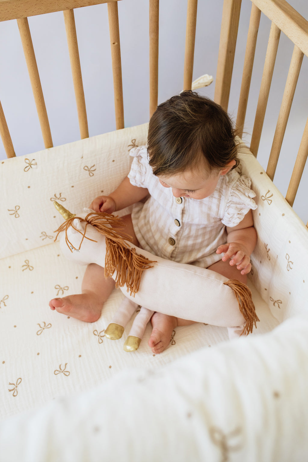 Ribbon Muslin Cot Fitted Sheet
