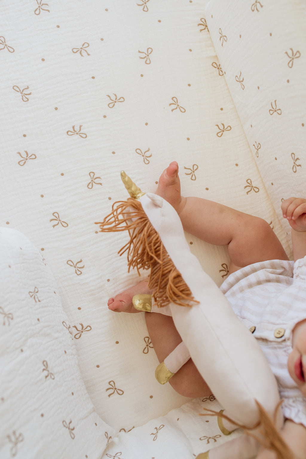 Ribbon Muslin Cot Fitted Sheet
