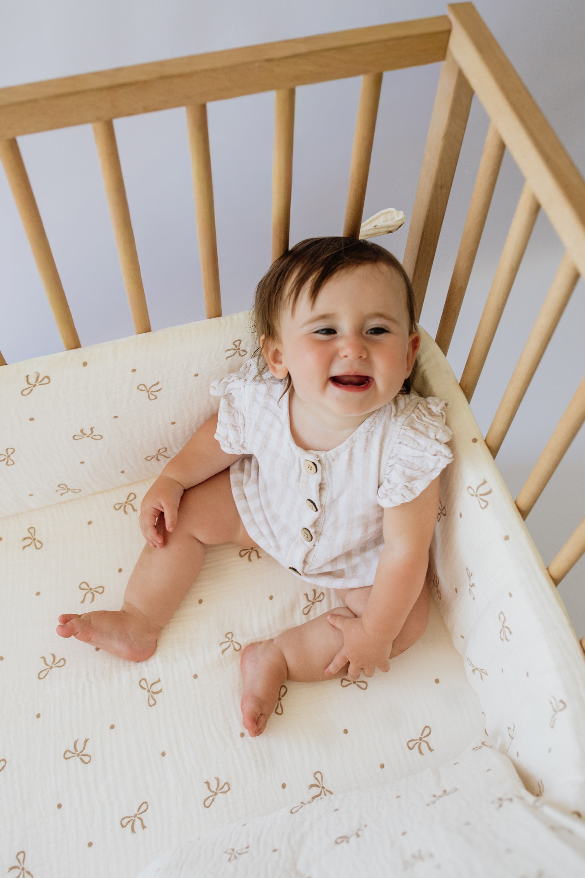 Ribbon Muslin Cot Fitted Sheet