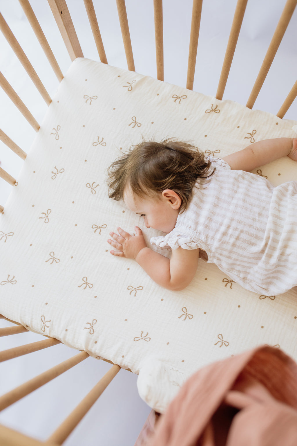 Ribbon Muslin Cot Fitted Sheet