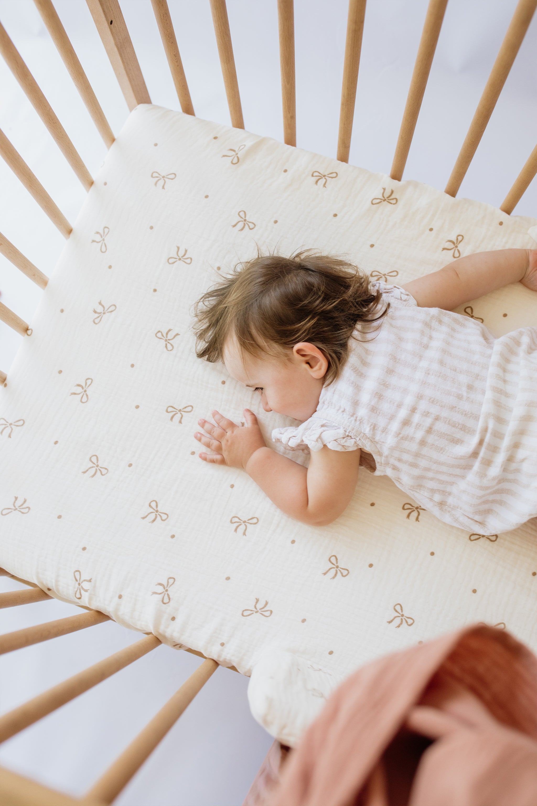 Ribbon Muslin Cot Fitted Sheet