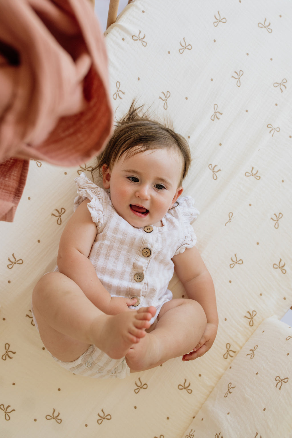 Ribbon Muslin Cot Fitted Sheet