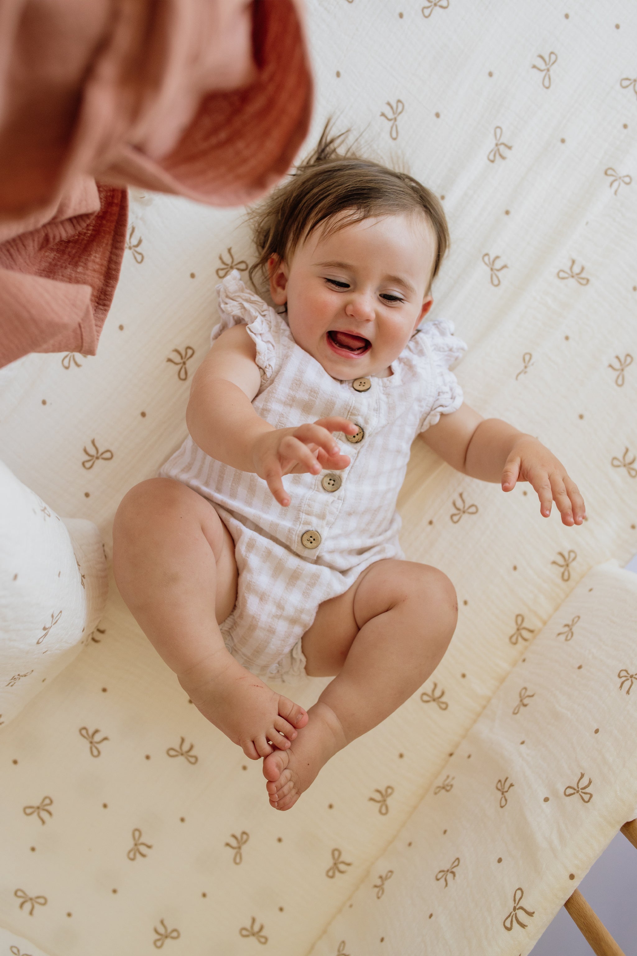 Ribbon Muslin Cot Fitted Sheet