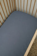 Blue Grey Muslin Cot Fitted Sheet