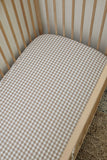 Natural Gingham Washed Cotton Cot Fitted Sheet