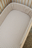 Natural Gingham Washed Cotton Cot Fitted Sheet