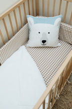Natural Gingham Washed Cotton Cot Fitted Sheet