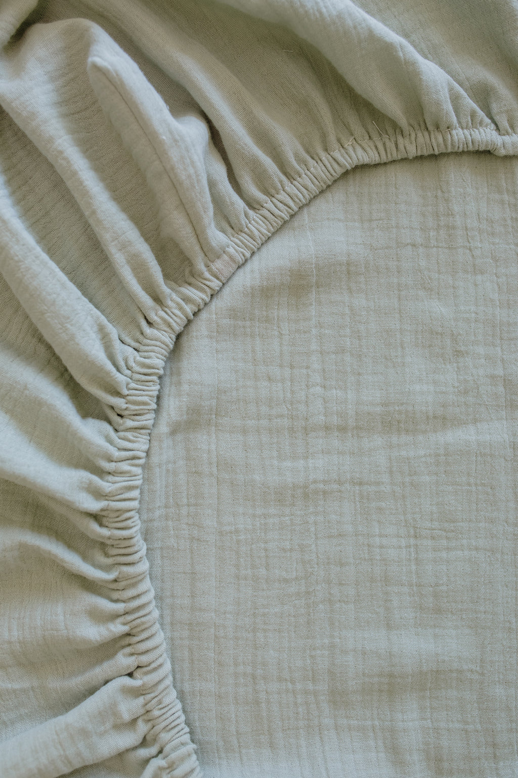 Soft Sage Muslin Cot Fitted Sheet
