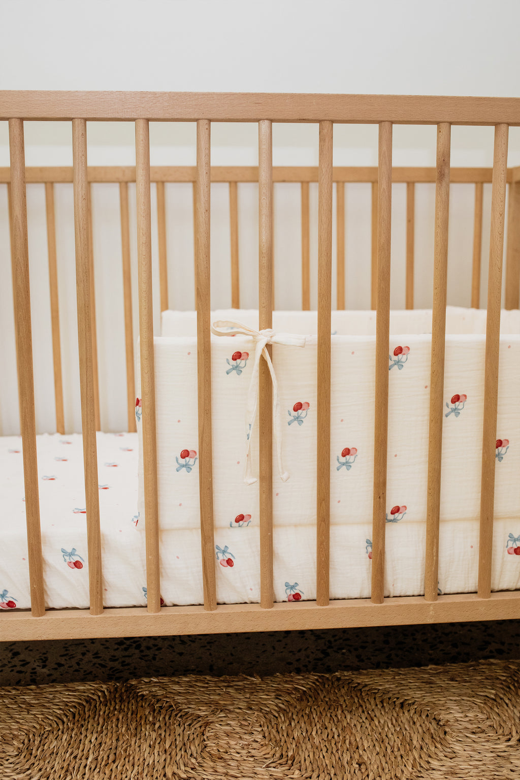 Cherry Muslin Cot Fitted Sheet