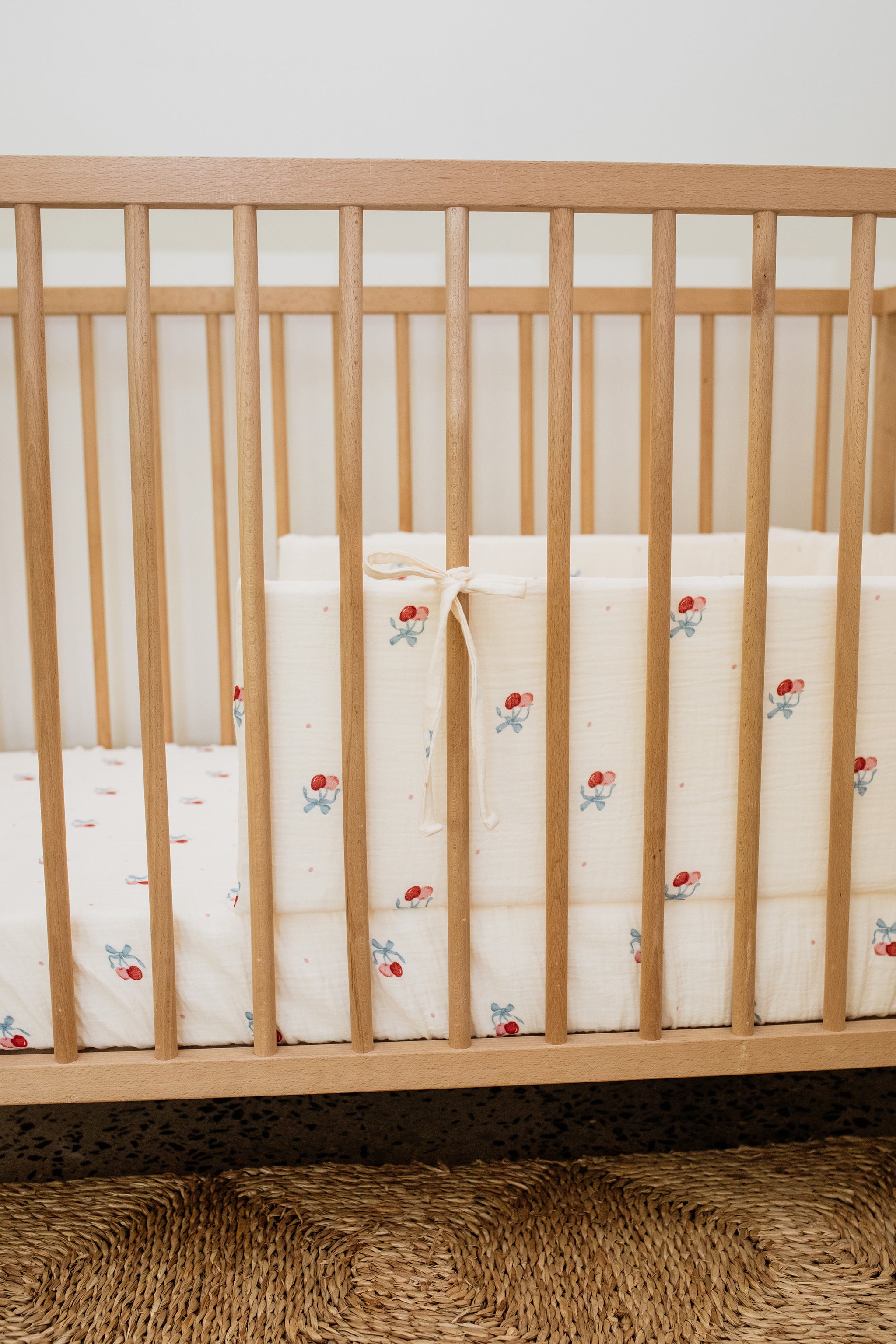Cherry Muslin Cot Fitted Sheet