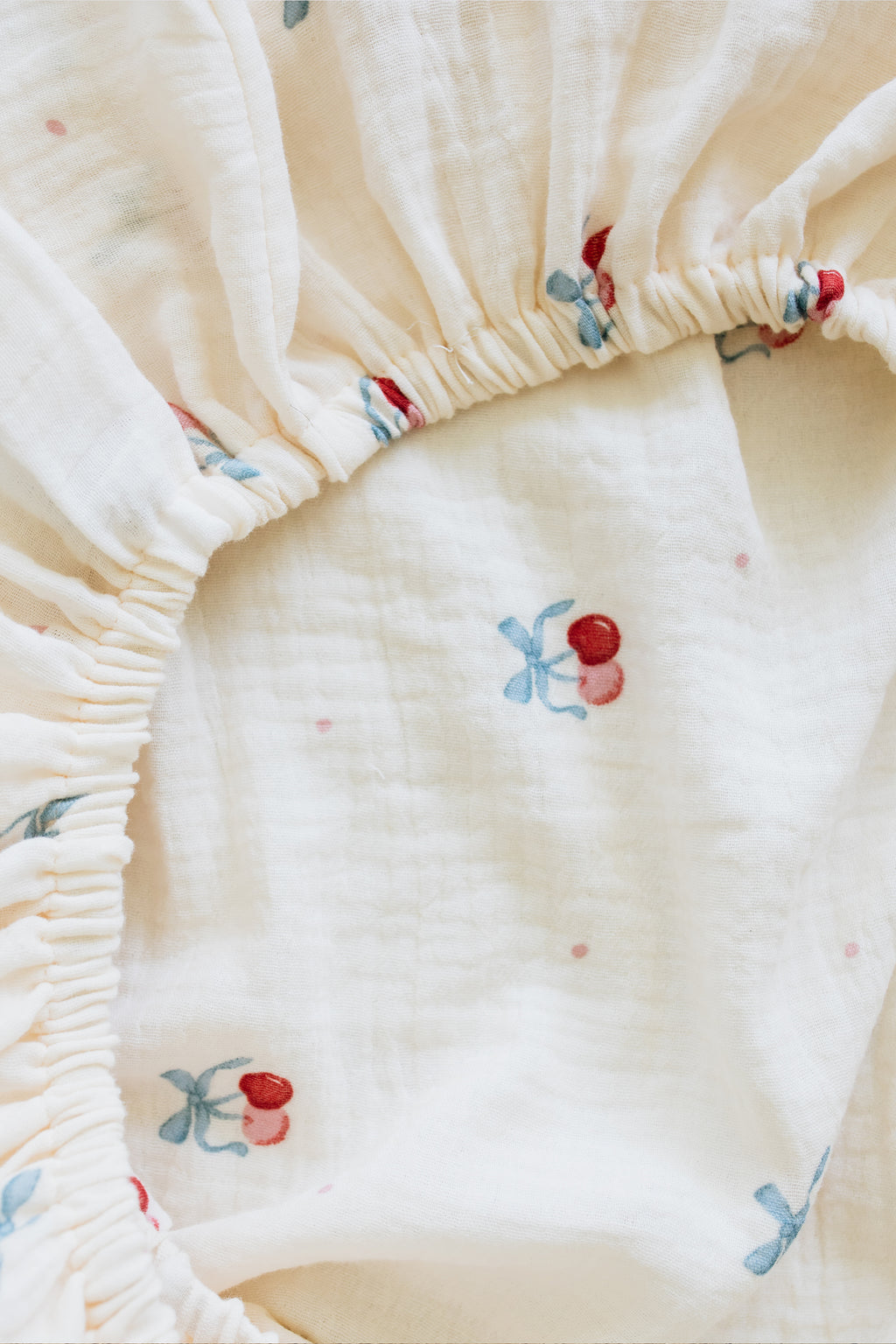 Cherry Muslin Cot Fitted Sheet