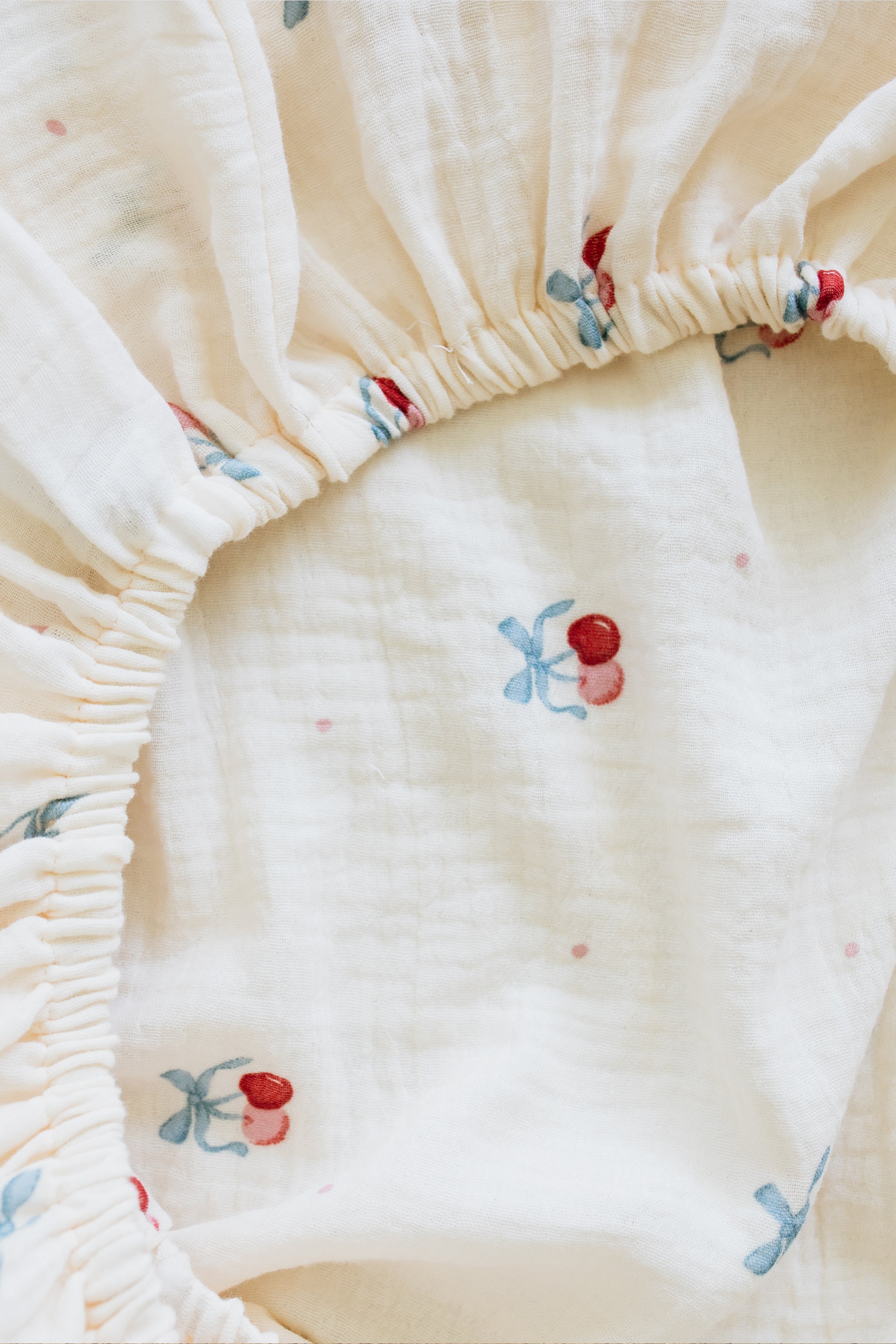 Cherry Muslin Cot Fitted Sheet