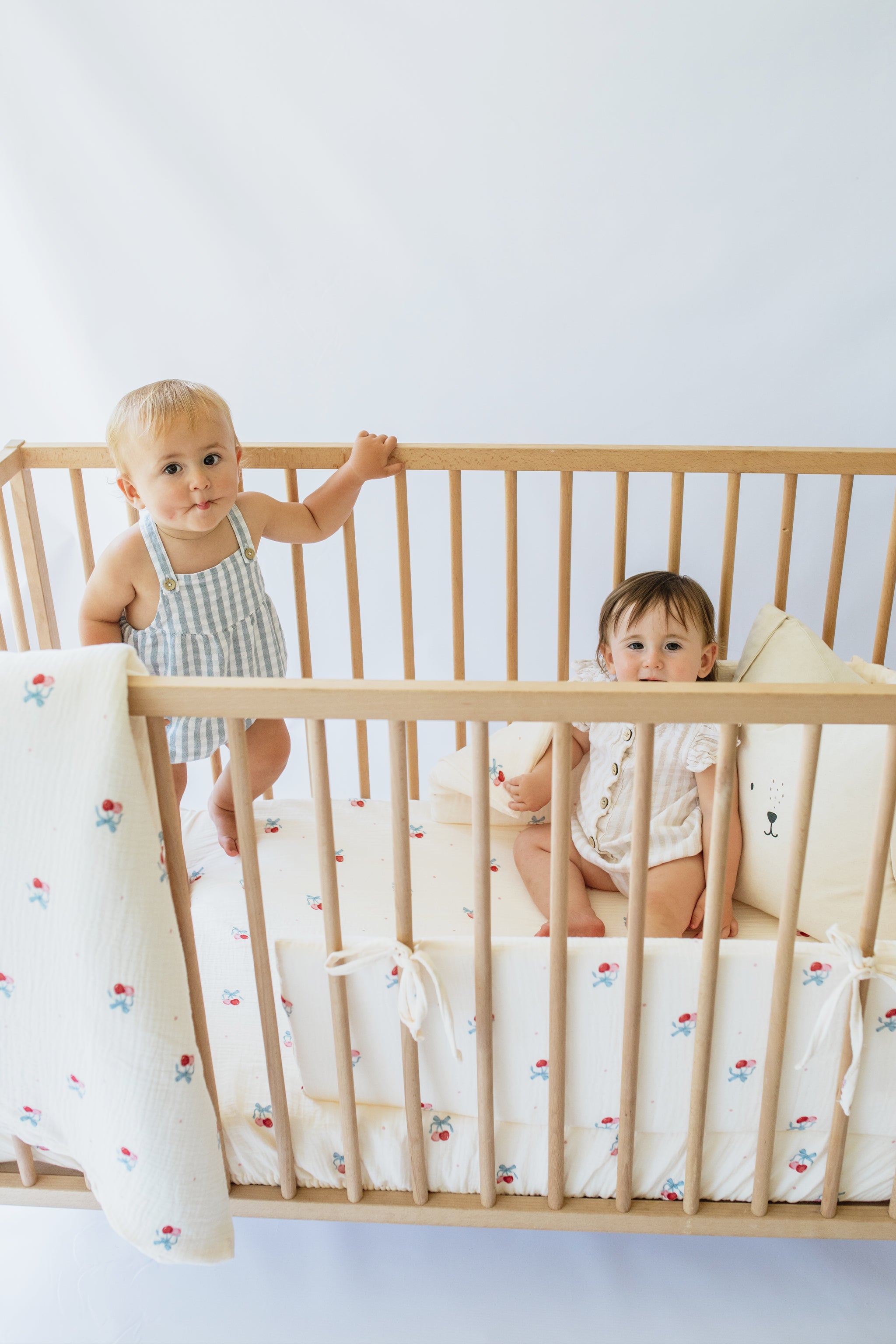 Cherry Muslin Cot Fitted Sheet