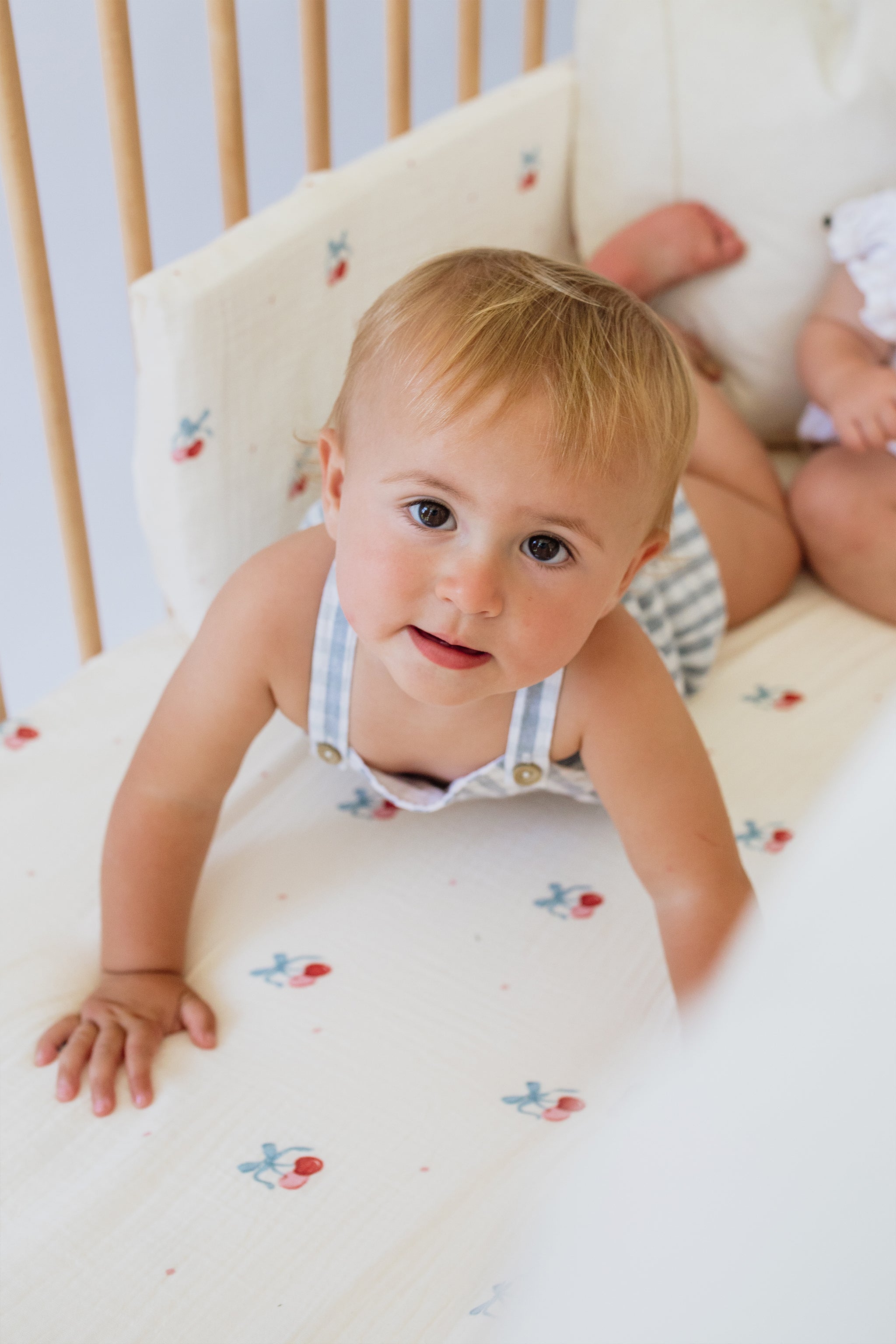 Cherry Muslin Cot Fitted Sheet