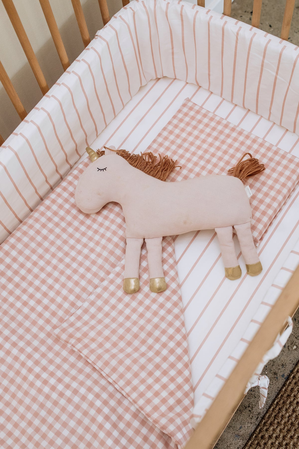 Ballerina Stripe 100% Cotton Cot Bumper Cover