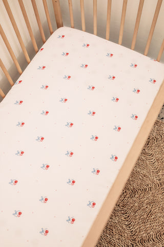 Cherry Muslin Cot Fitted Sheet