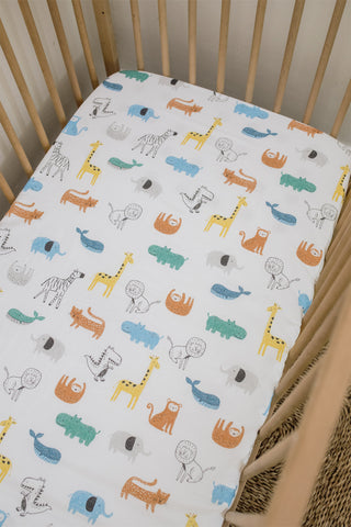 Dino Safari Cotton Cot Fitted Sheet