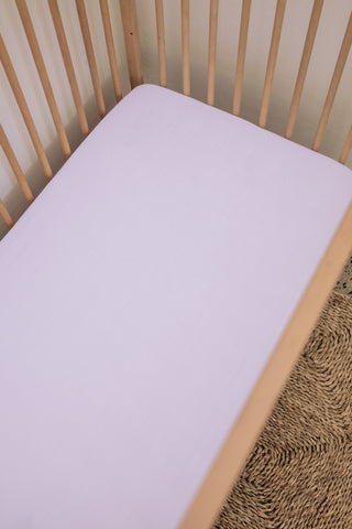 Lilac Muslin Cot Fitted Sheet