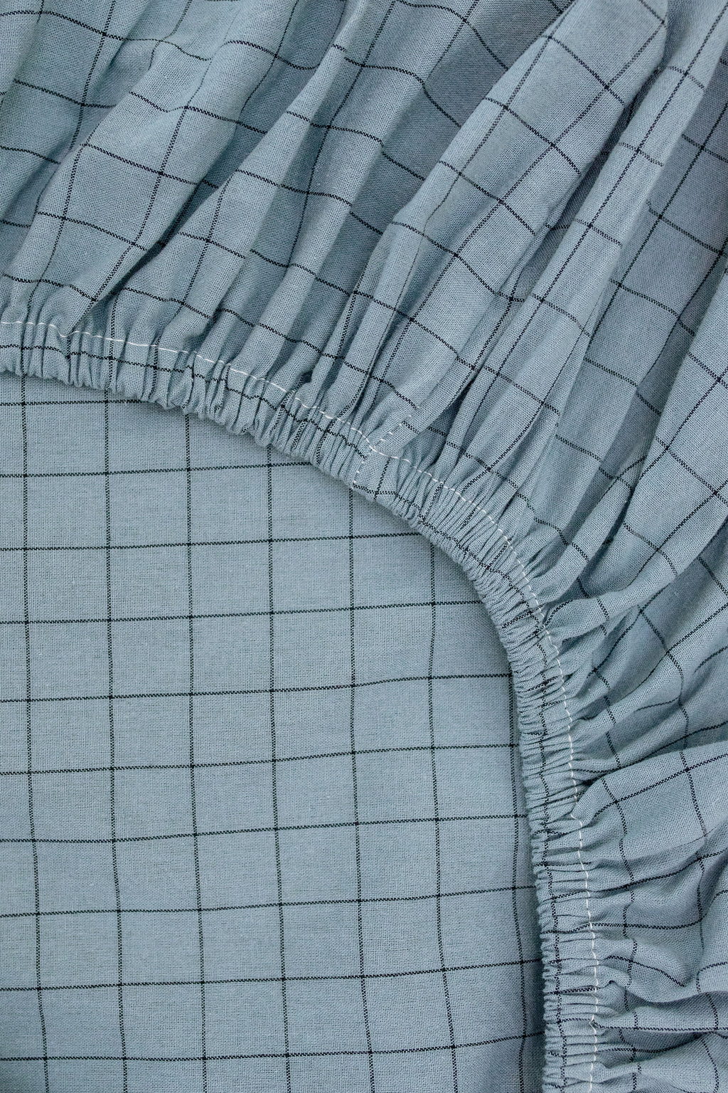 Ocean Grid Washed Cotton Cot Fitted Sheet