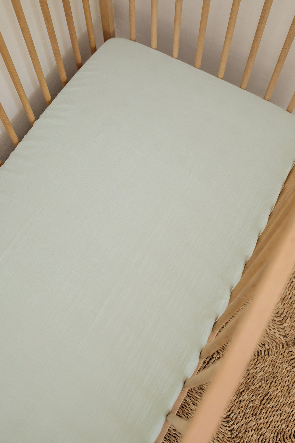 Soft Sage Muslin Cot Fitted Sheet
