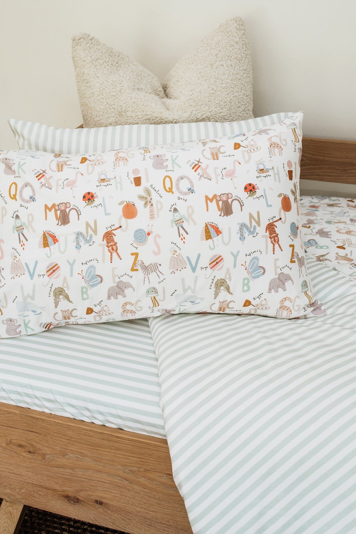 Alphabet Stripe 100% Cotton Fitted Sheet