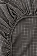Charcoal Grid Washed 100% Washed Cotton Fitted Sheet