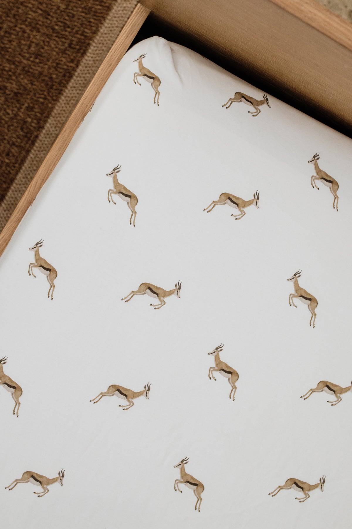 Watercolour Springbok 100% Cotton Fitted Sheet