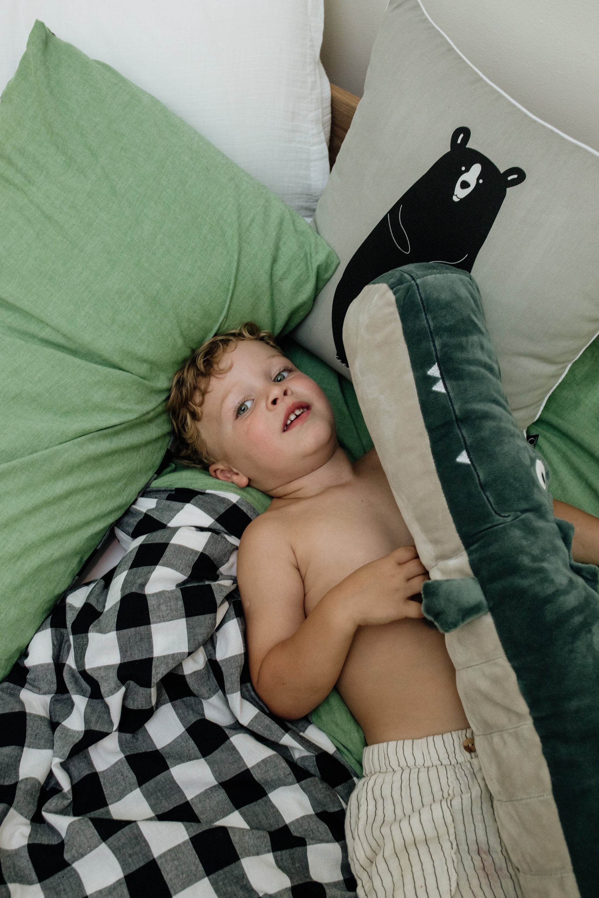 Washed Fern Checked Duvet