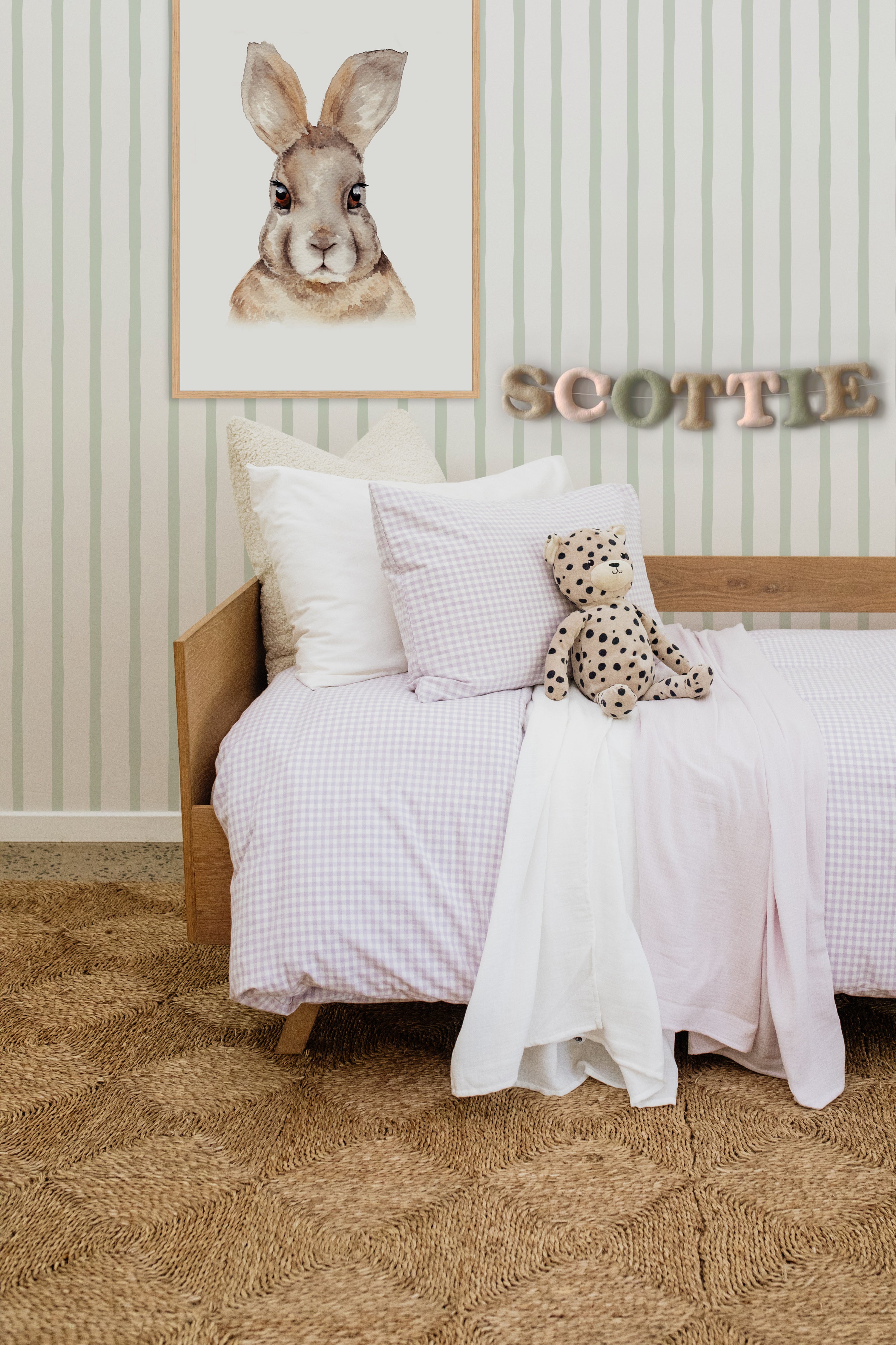 Lilac Gingham Washed Cotton Duvet