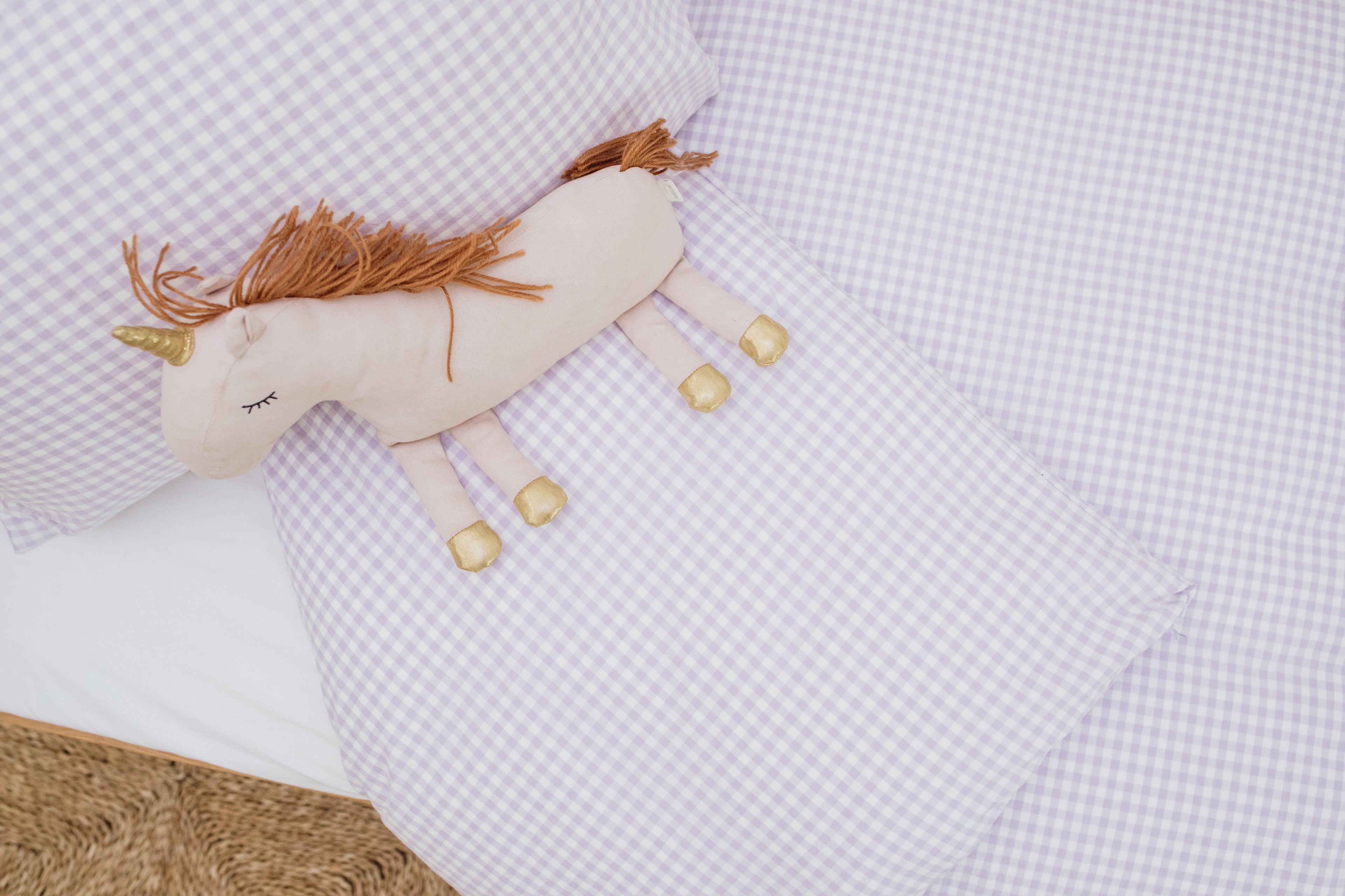 Lilac Gingham Washed Cotton Duvet