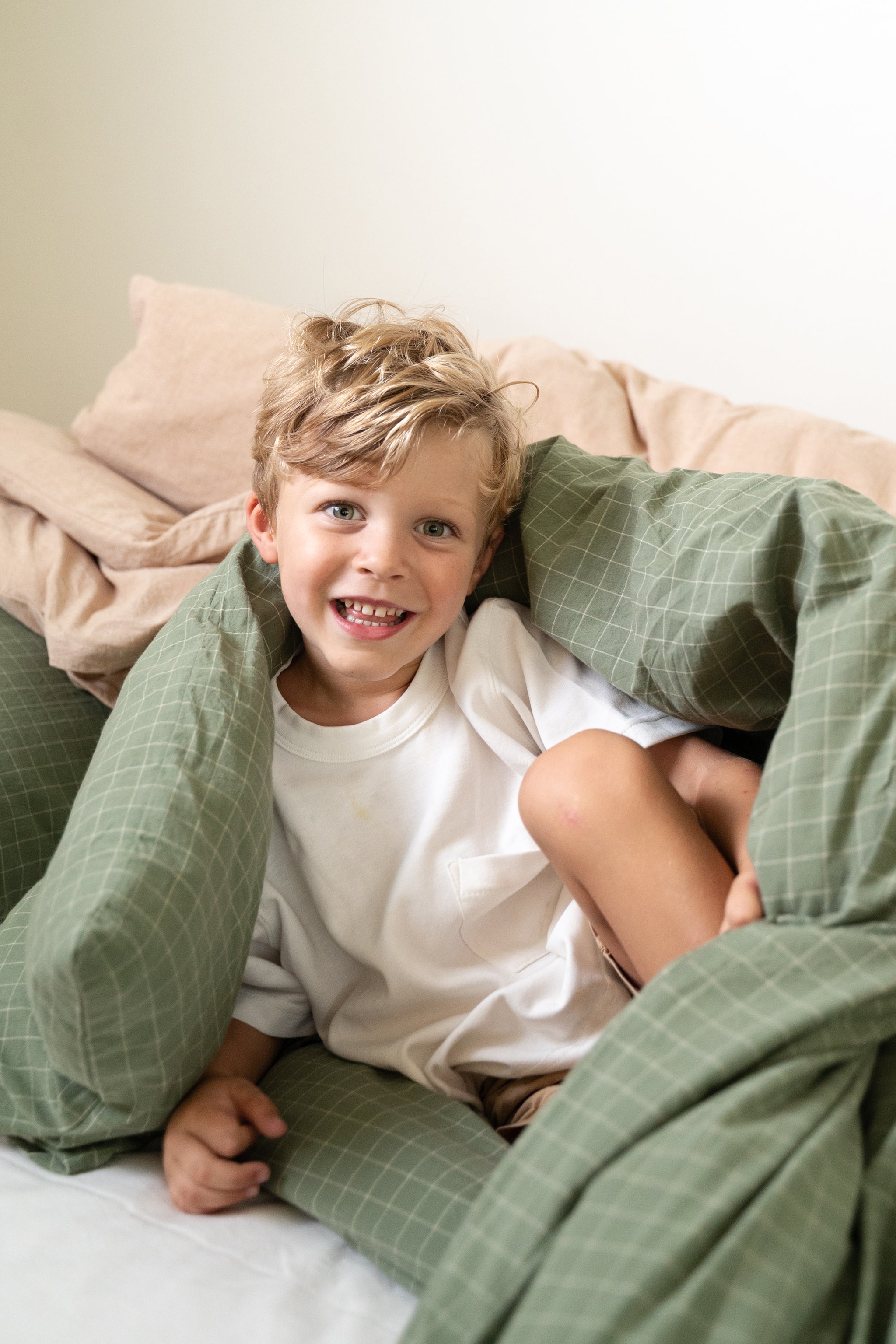 Moss Grid Washed Cotton Duvet