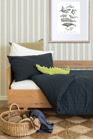 Navy Grid Washed Cotton Duvet