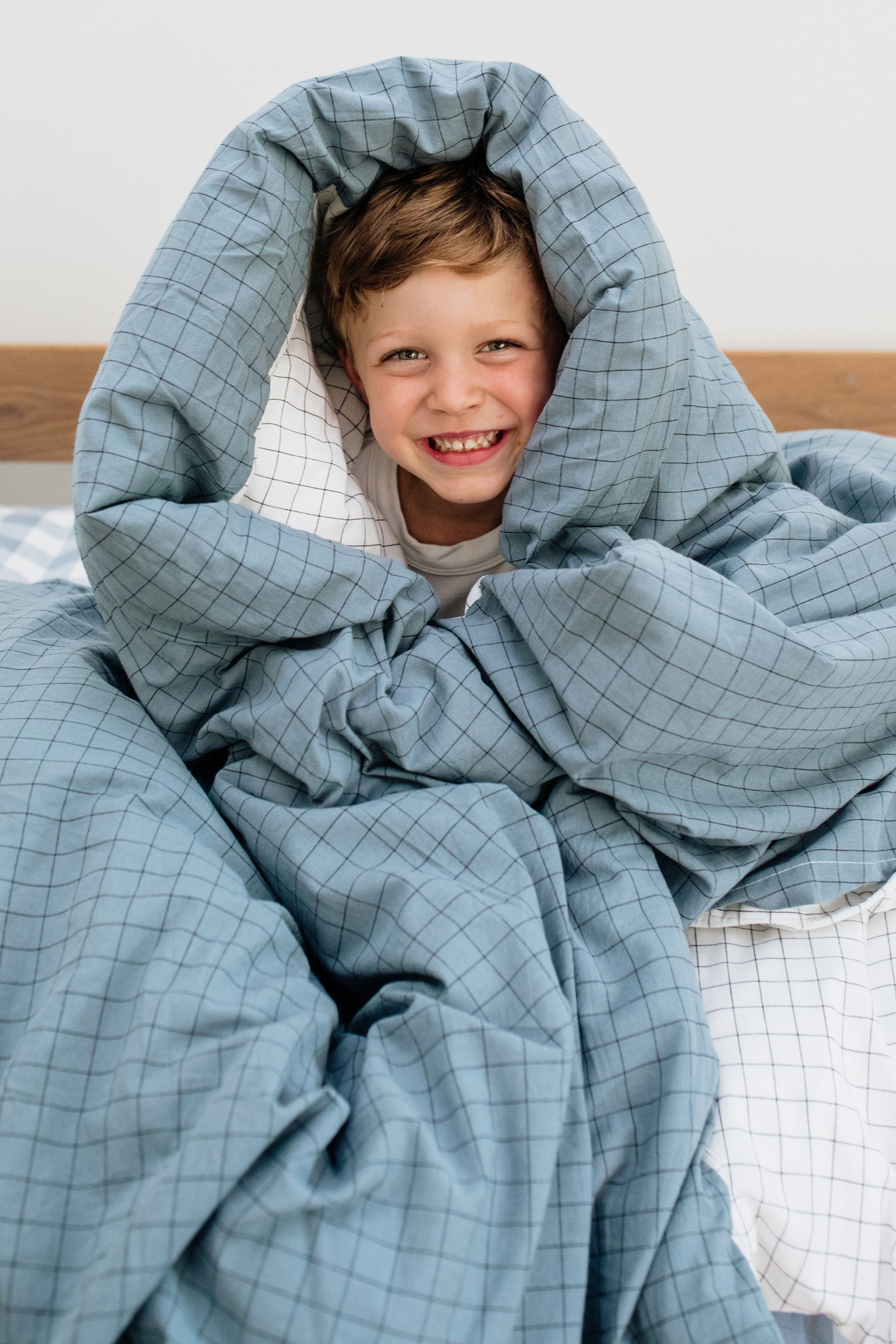 Ocean Grid Washed Cotton Duvet