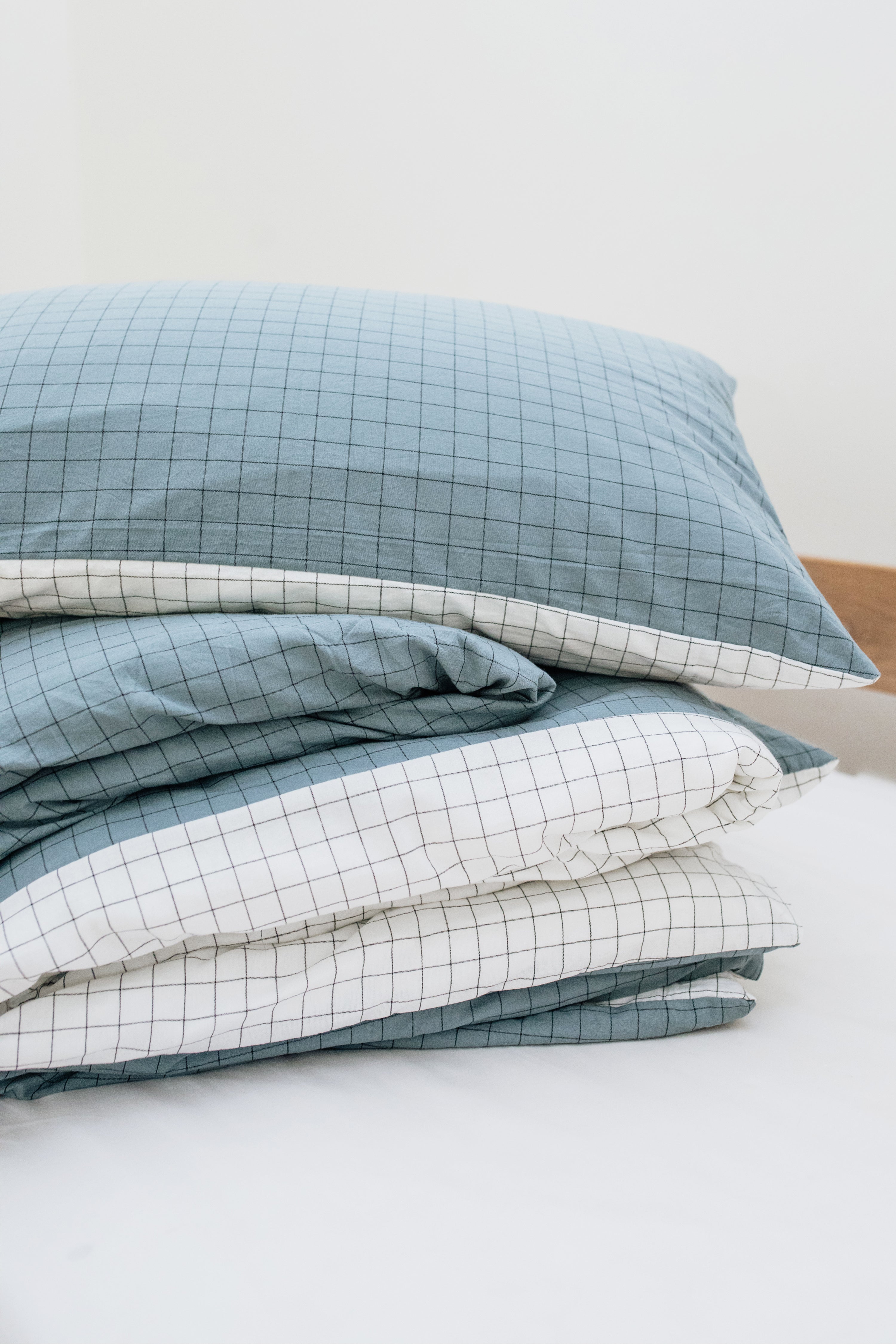 Ocean Grid Washed Cotton Duvet
