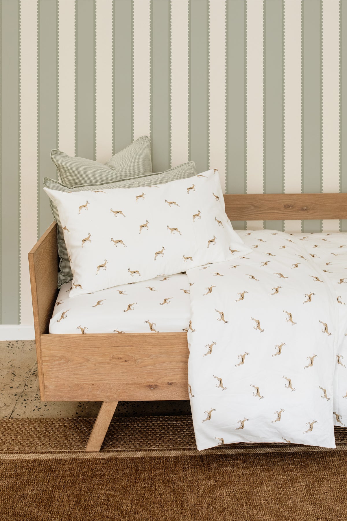 Watercolour Springbok 100% Cotton Duvet Cover Set
