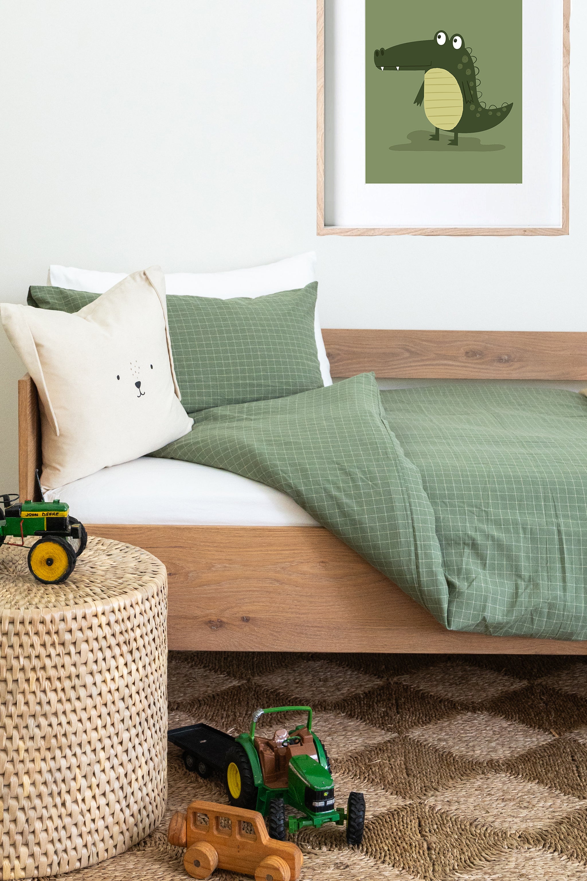 Moss Grid Washed Cotton Duvet