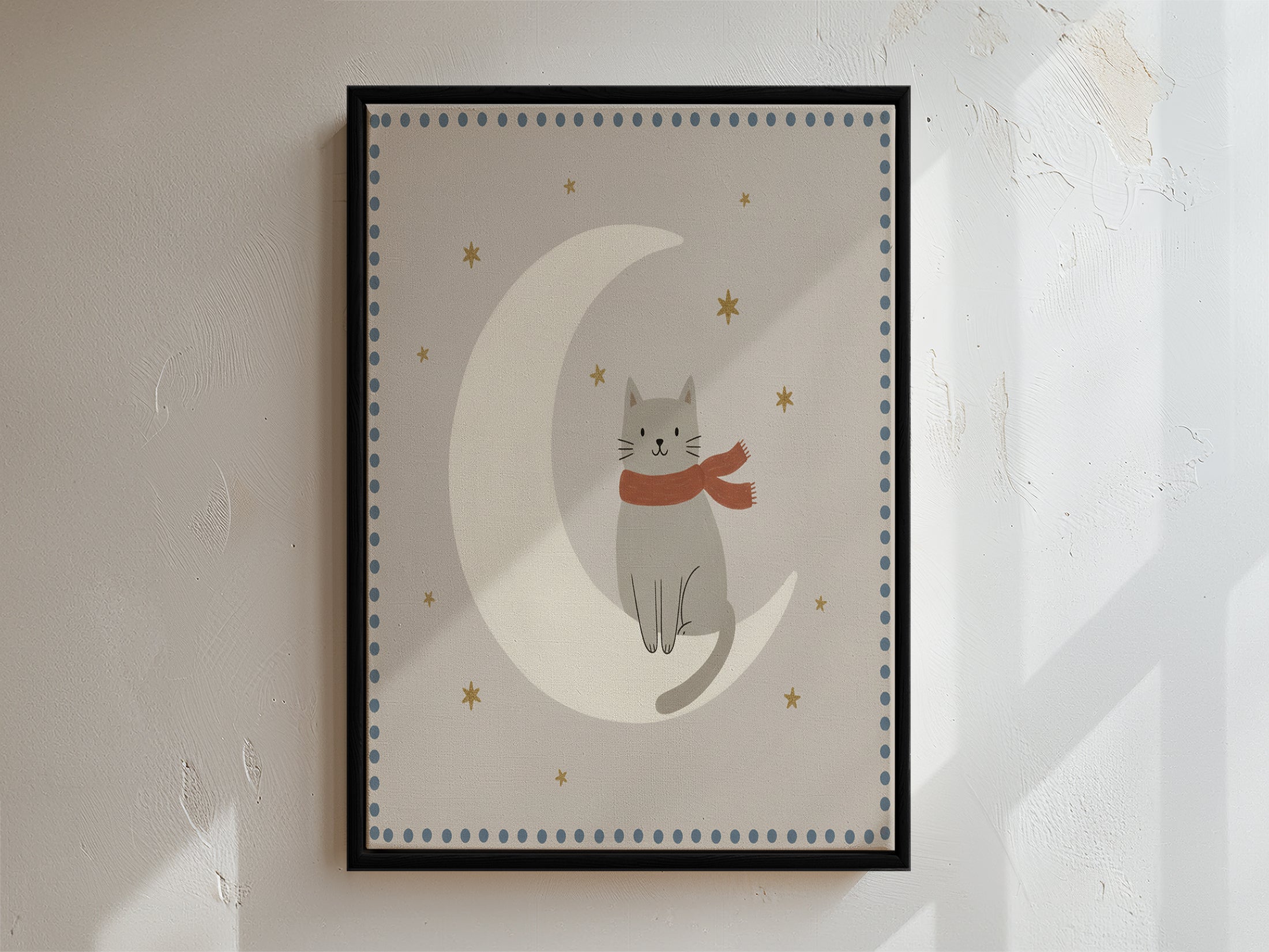 Moon Cat Framed Canvas