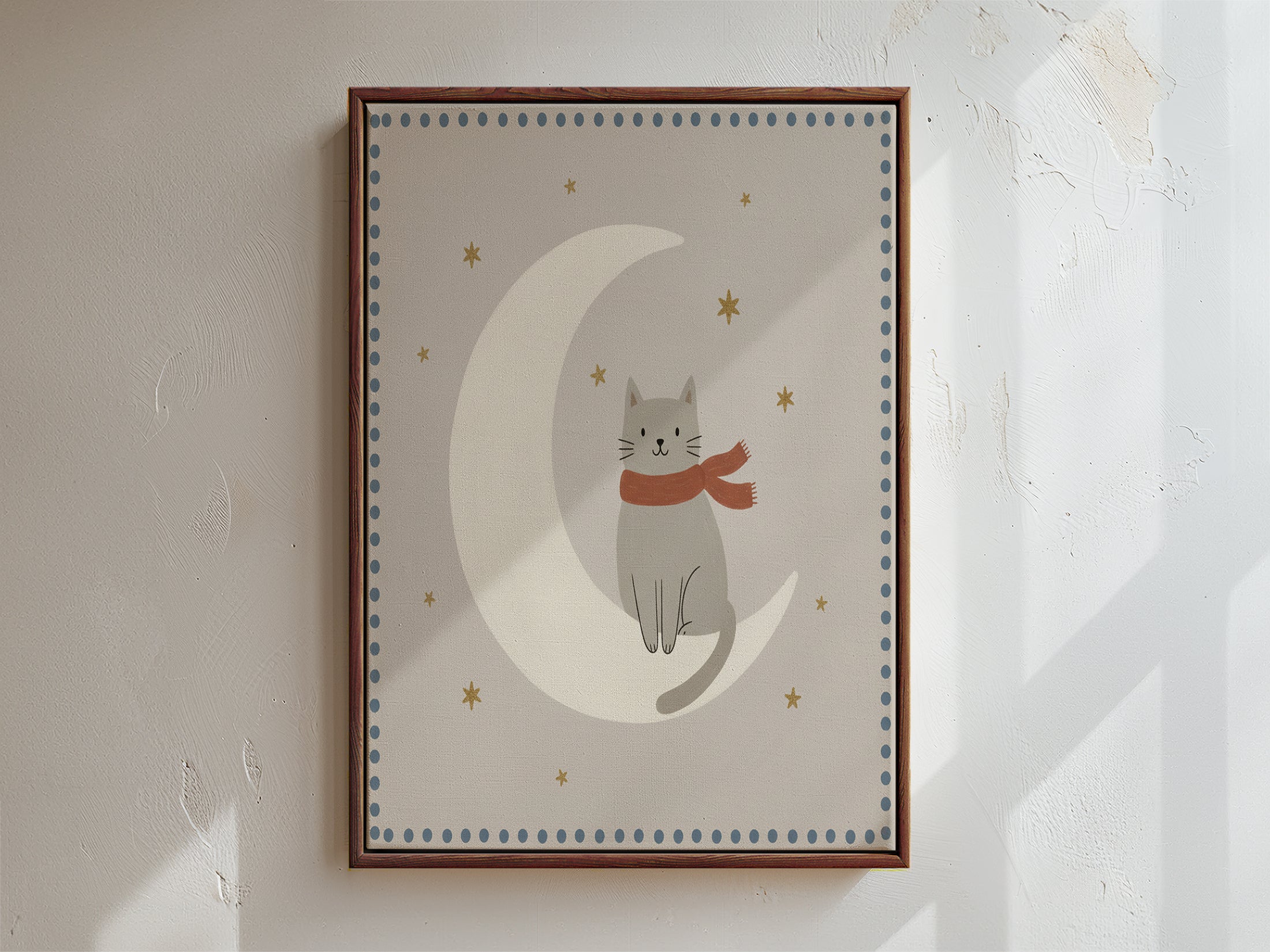 Moon Cat Framed Canvas