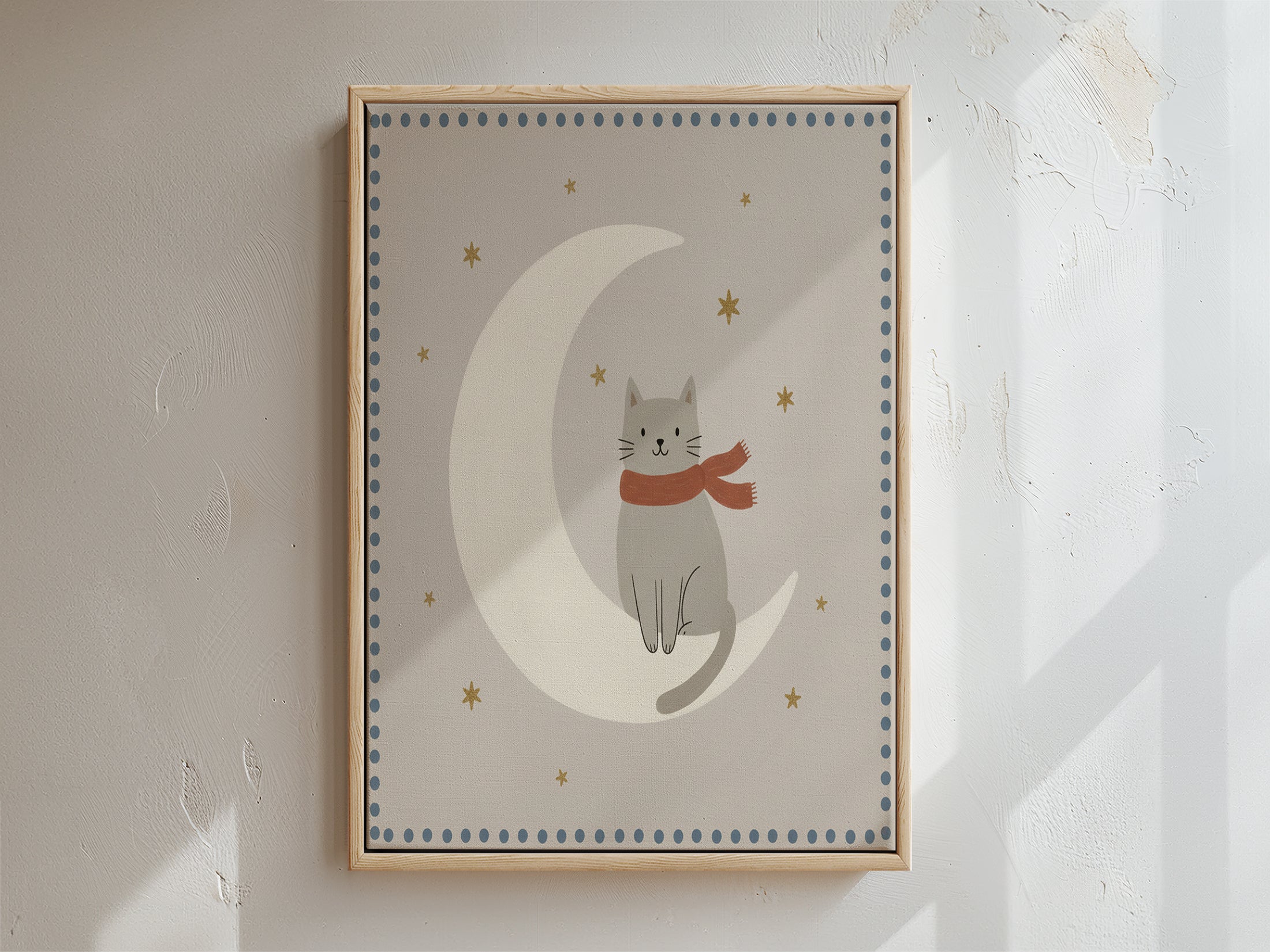 Moon Cat Framed Canvas