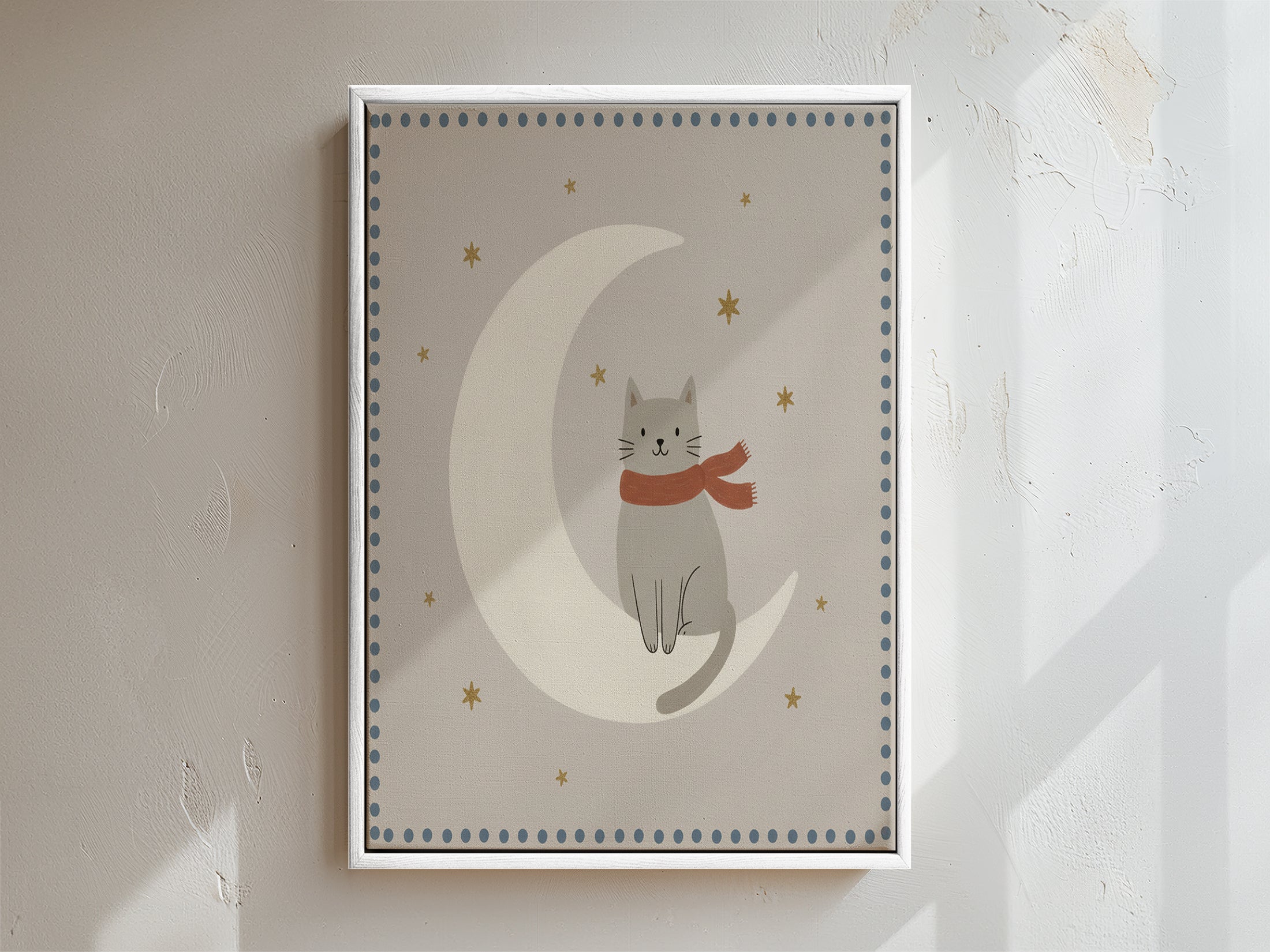 Moon Cat Framed Canvas