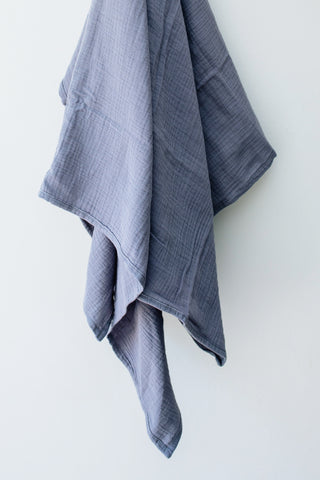 Blue Grey Muslin Swaddle Blanket