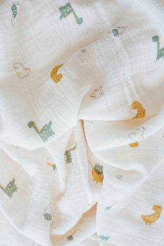 Dino Muslin Swaddle Blanket