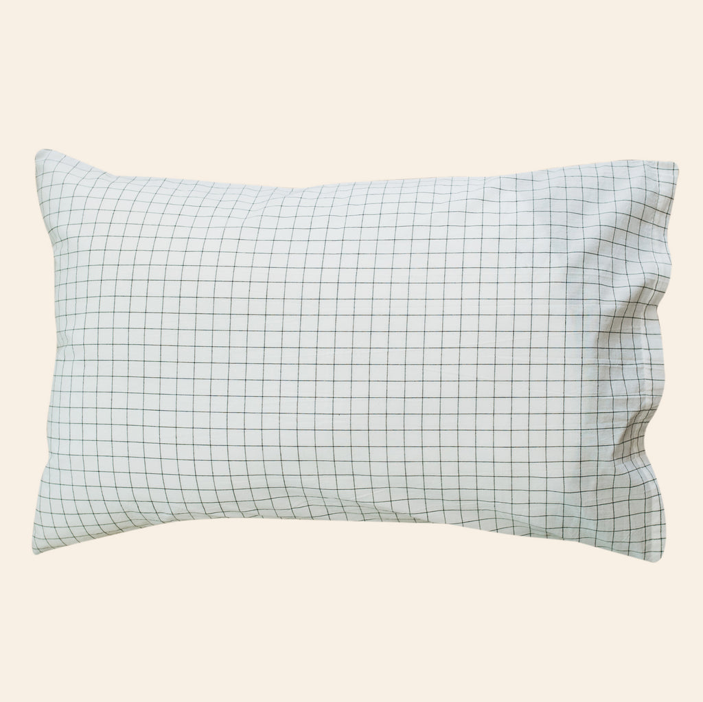 Charcoal & Grid Washed Pillowcase